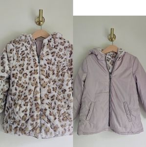 Reversible girls coat | Two sided jacket | Animal print hooded jacket